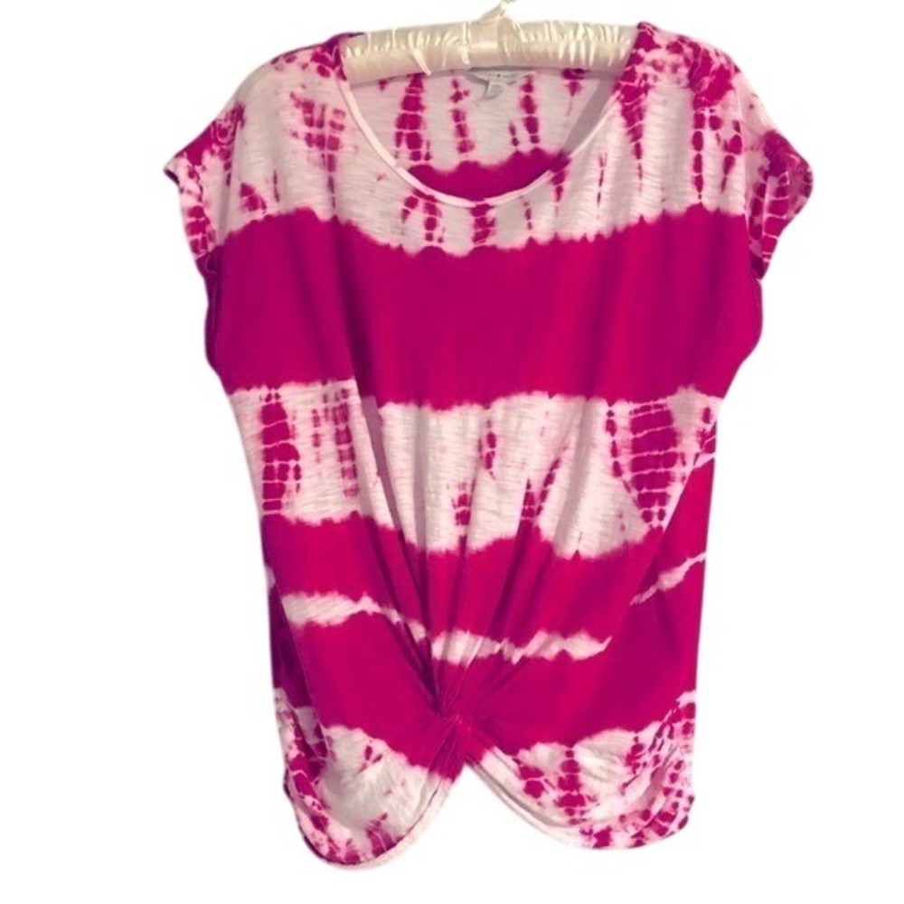 Lucky‎ Brand boho festival indie Tie Dye T-Shirt Top Twist Front Pink White